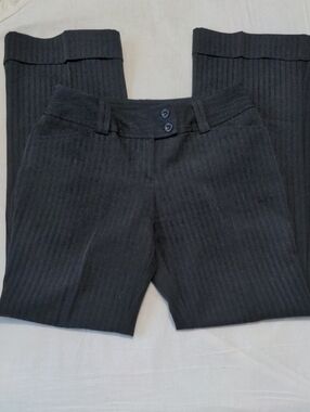 Tracy Evans Wide Leg Black On Black Pinstripe Trousers Size 5